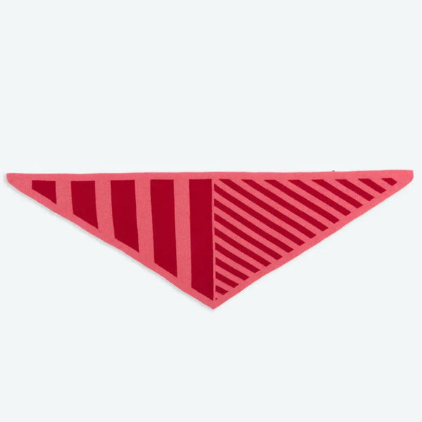 Pink and Red Stripe Wool Mix Triangle Scarf