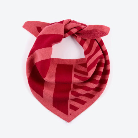 Pink and Red Stripe Wool Mix Triangle Scarf