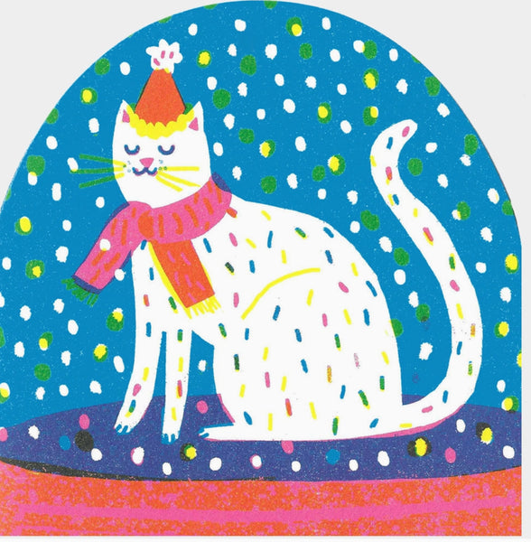 Winter Party Cat Snow Globe card
