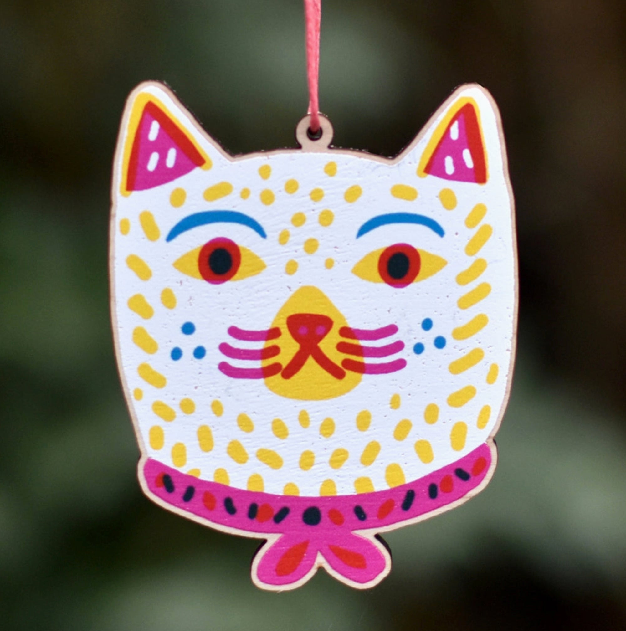 Cat printed wooden decoration