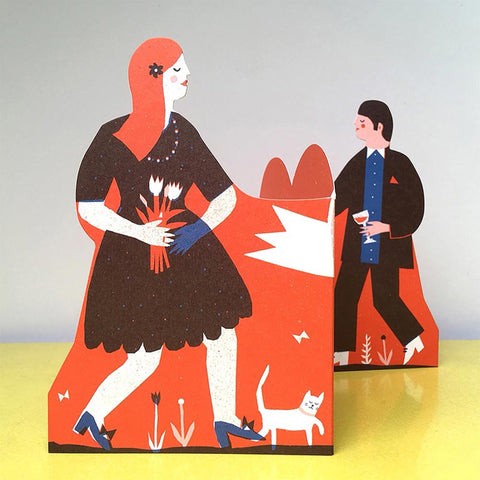 Man and Woman concertina heart card