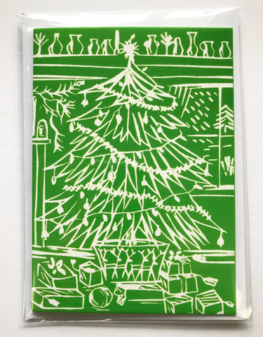 Green Christmas Tree greetings card