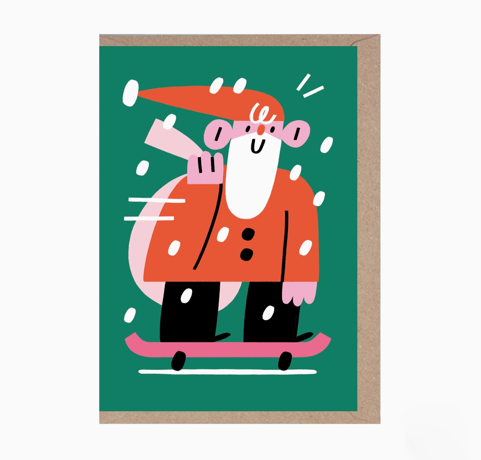 Skating Santa Christmas card