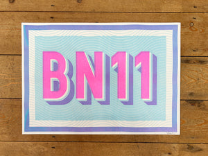 BN11 risograph print - blue and pink