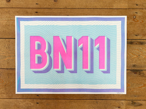 BN11 risograph print - blue and pink