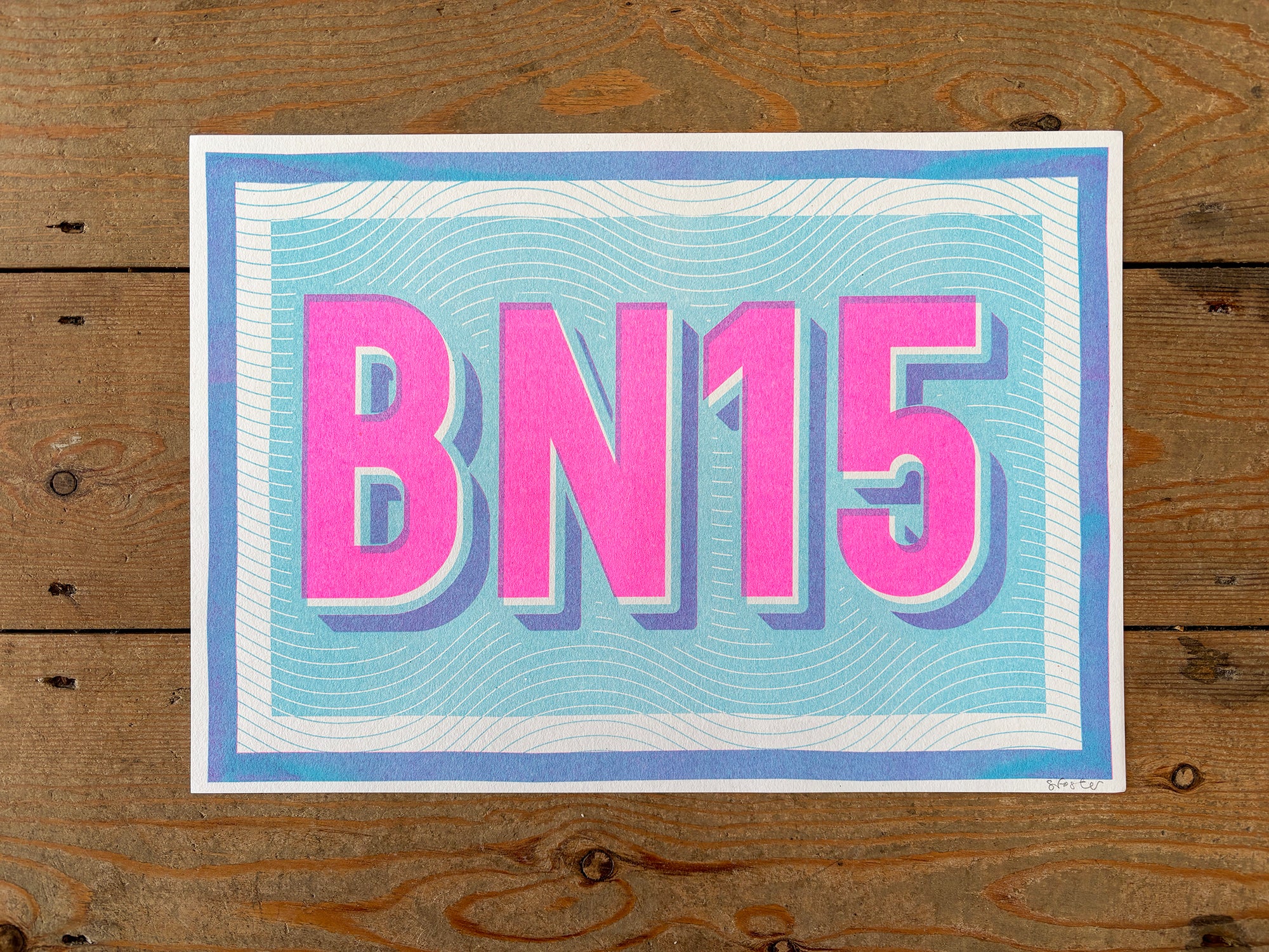 BN15 risograph A4 print - pink and blue