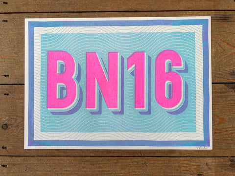 BN16 risograph A4 print - pink and blue