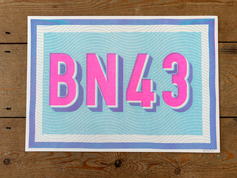 BN43 risograph A4 print - pink and blue