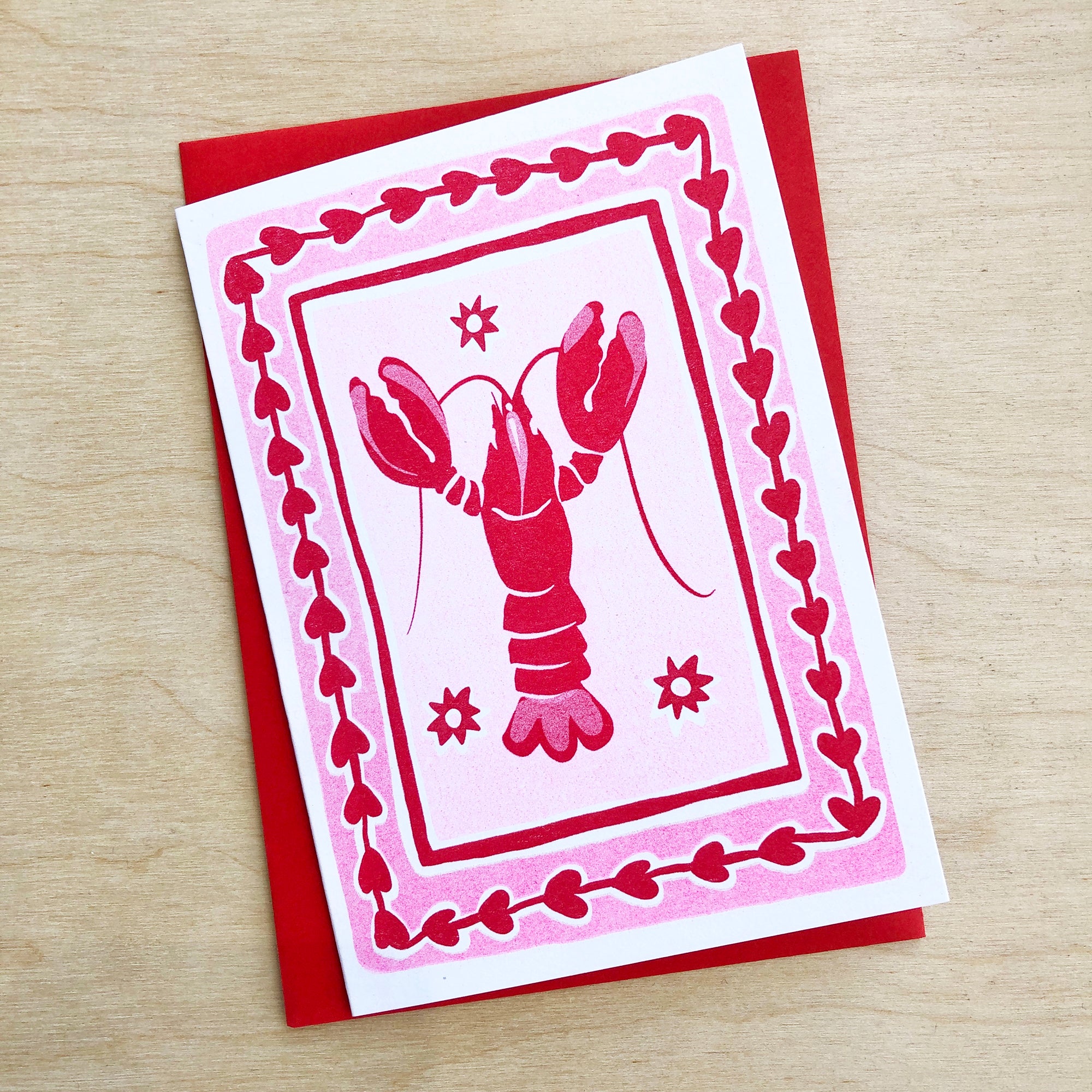 Lobster riso greeting card