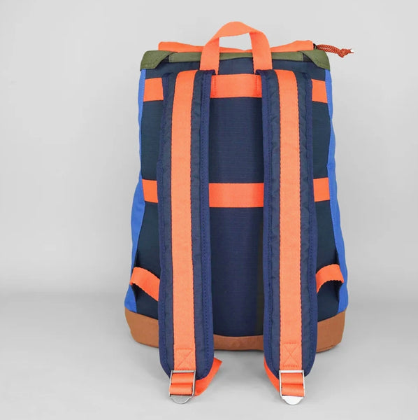 Rambler Rucksack - Blue, Khaki, Orange and Caramel