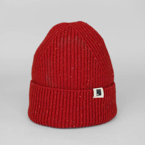 Moorland Wool Rib Beanie - Red