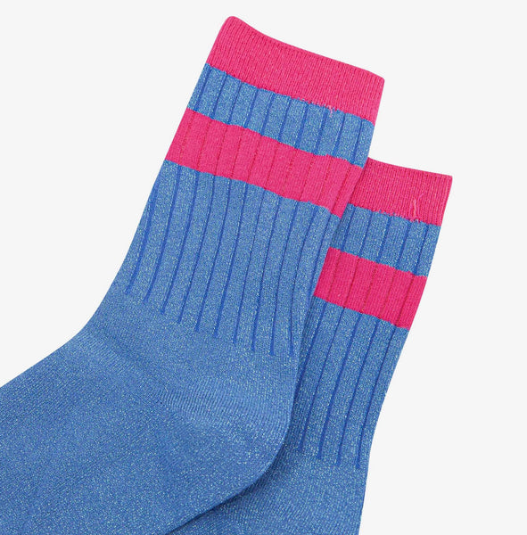 Women's Ribbed Glitter Socks - Blue and Pink - Inspired 