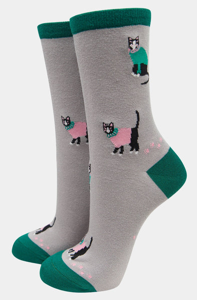 Women's Black Cat bamboo socks