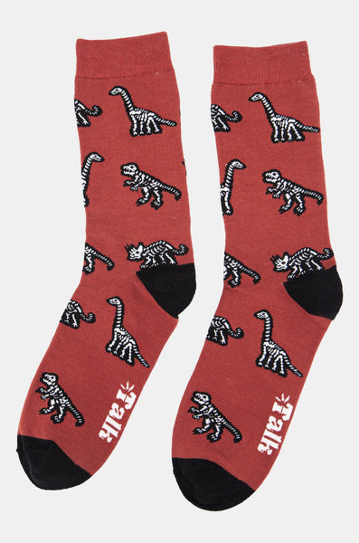 Mens Dinosaur Skeleton bamboo socks