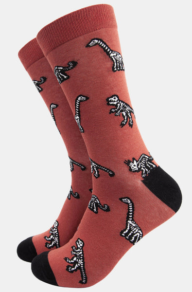 Mens Dinosaur Skeleton bamboo socks