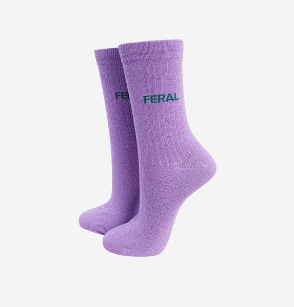 Women's Cotton Lilac Feral Glitter Socks - Inspired 