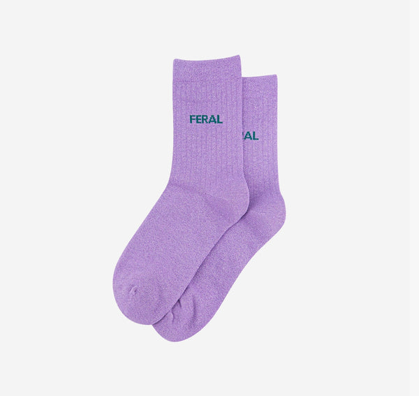 Women's Cotton Lilac Feral Glitter Socks - Inspired 