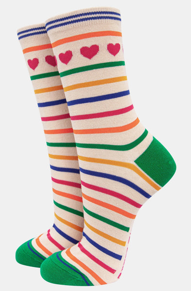 Women's Rainbow Stripe bamboo socks