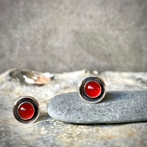 Cup And Saucer Carnelian Stud Earrings