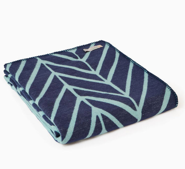 Nordic Cotton Throw -  Navy and Spearmint - Inspired 