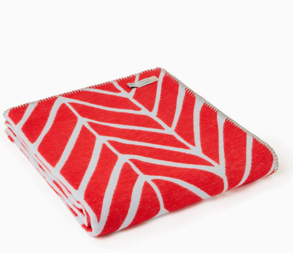 Nordic Cotton Throw -  Red And Powder Blue - Inspired 