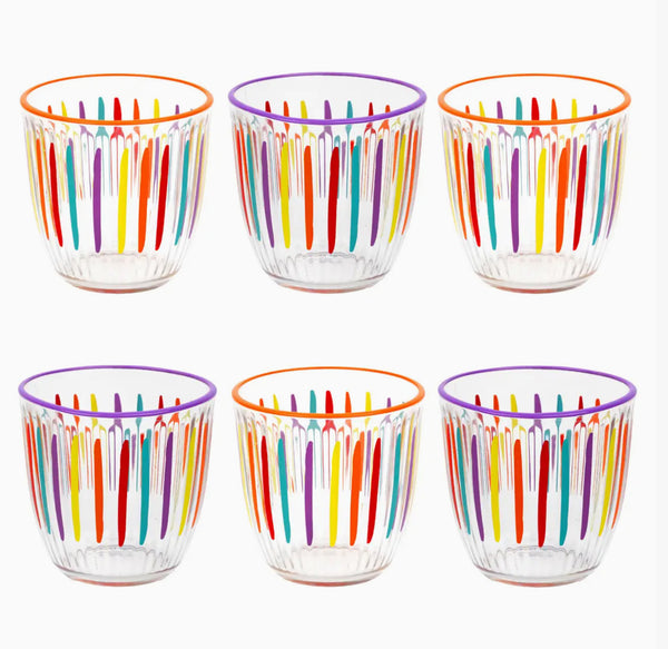 Bright Multi-Coloured Striped Glass glass tumbler