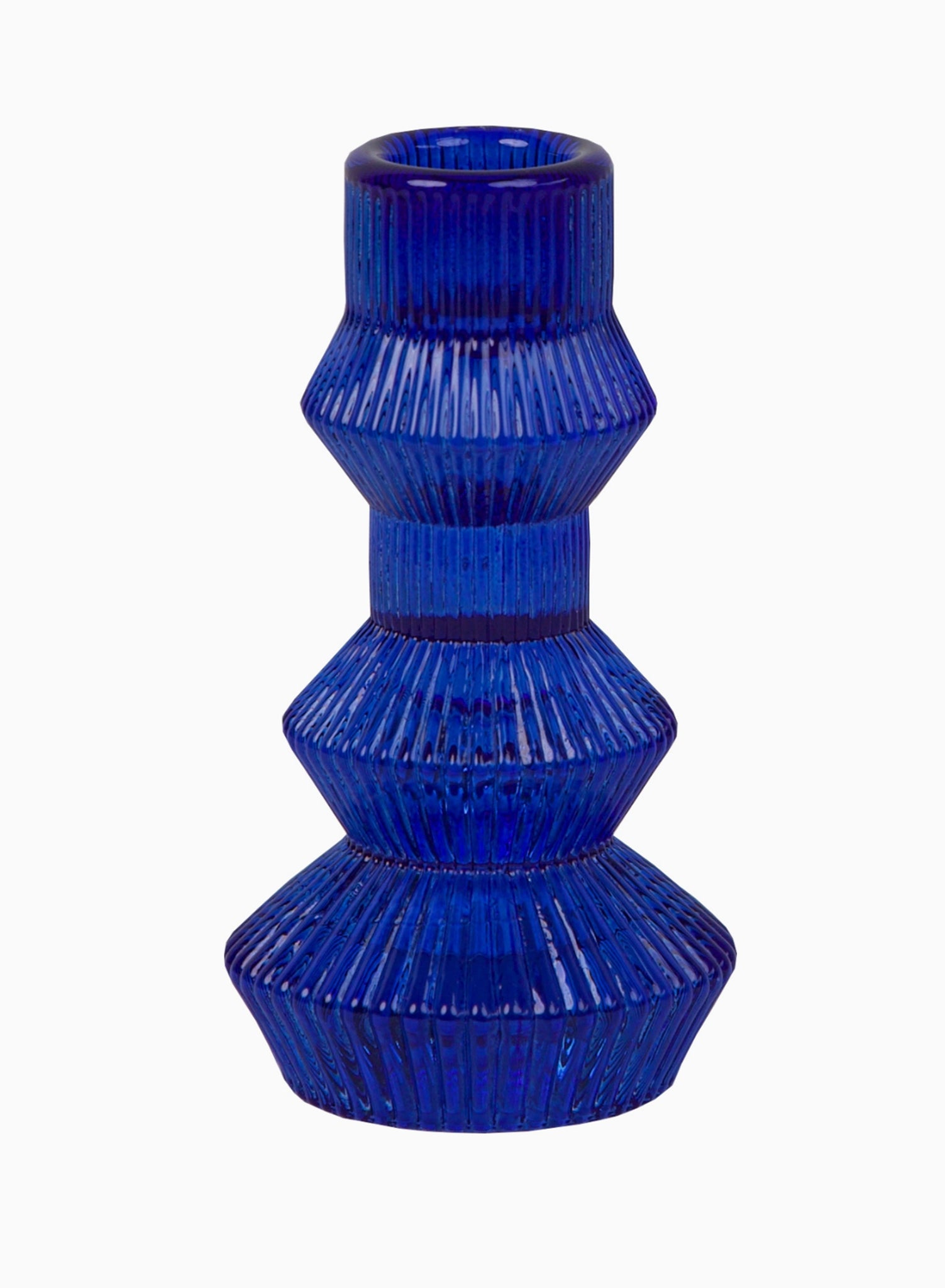 Tall Blue Glass Candle Holder