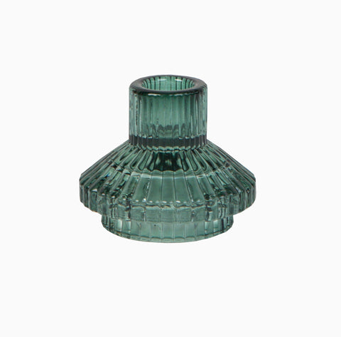 Small Sage Glass Candle Holder
