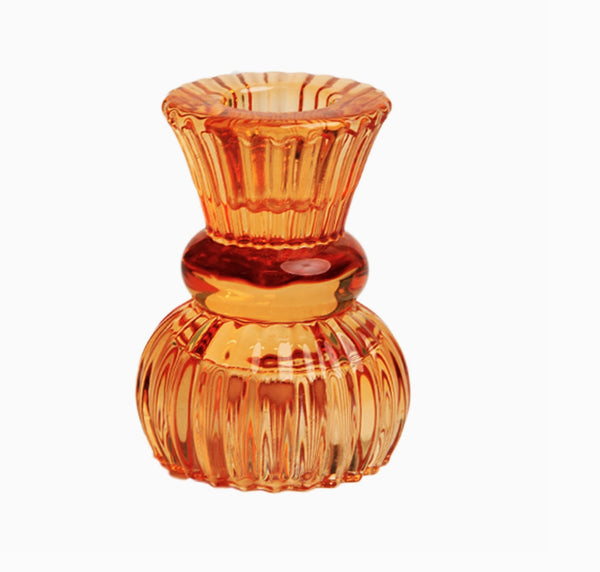 Medium Orange Glass Candle Holder