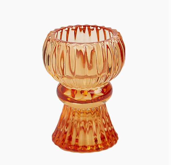 Medium Orange Glass Candle Holder