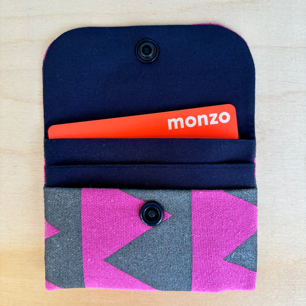 Black and Cerise Triangles Card Wallet