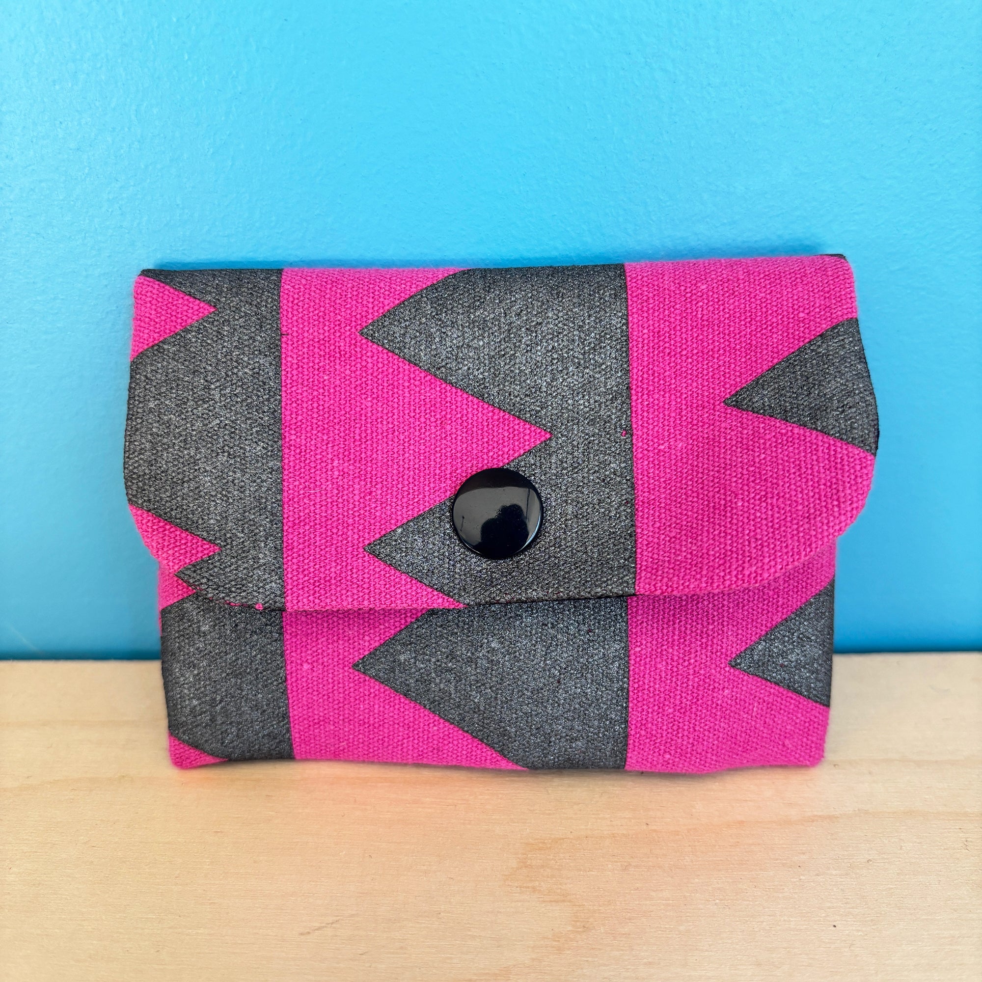 Black and Cerise Triangles Card Wallet