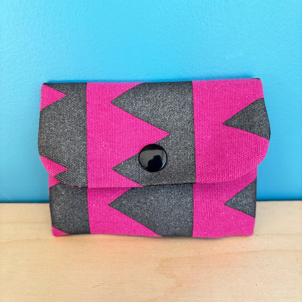 Black and Cerise Triangles Card Wallet