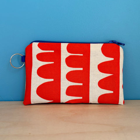 Red Scallop Coin Purse With Keyring