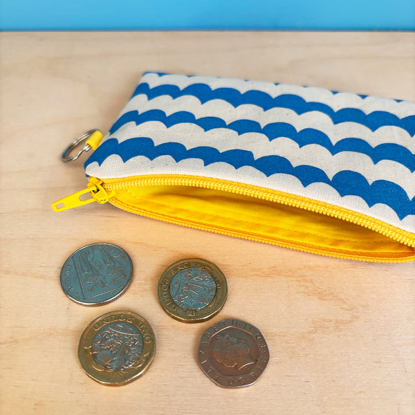 Blue Wave Coin Purse With Keyring
