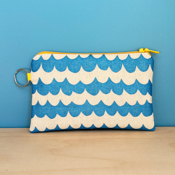 Blue Wave Coin Purse With Keyring