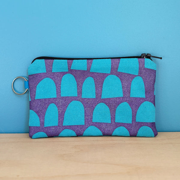 Blue and Purple Semi Circles Coin Purse With Keyring