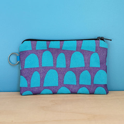 Blue and Purple Semi Circles Coin Purse With Keyring