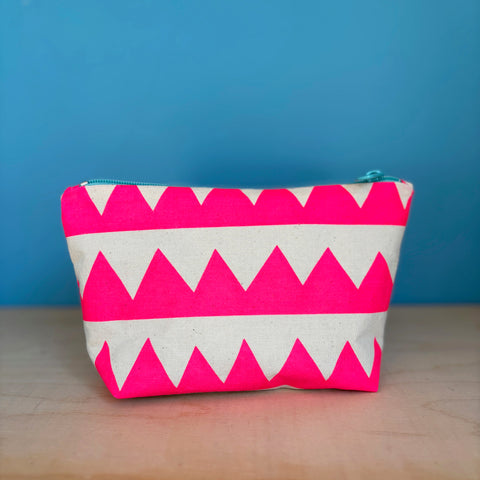 Neon Pink Triangles Flat Bottom Pouch