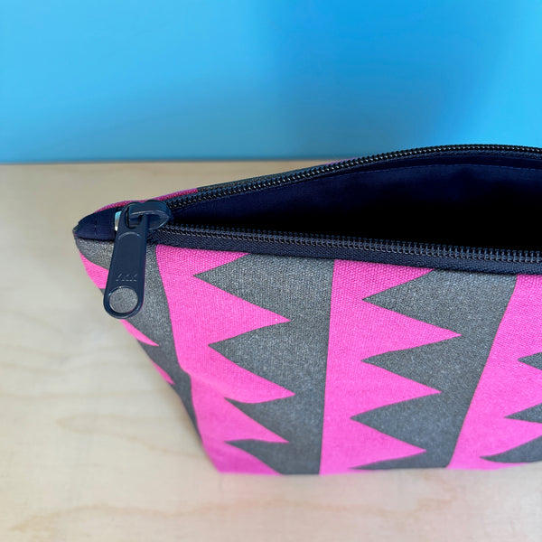 Cerise And Black Triangles Flat Bottom Pouch