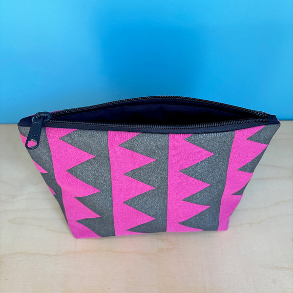 Cerise And Black Triangles Flat Bottom Pouch