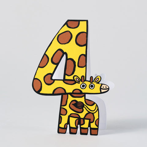 Giraffe Fourth Birthday Card