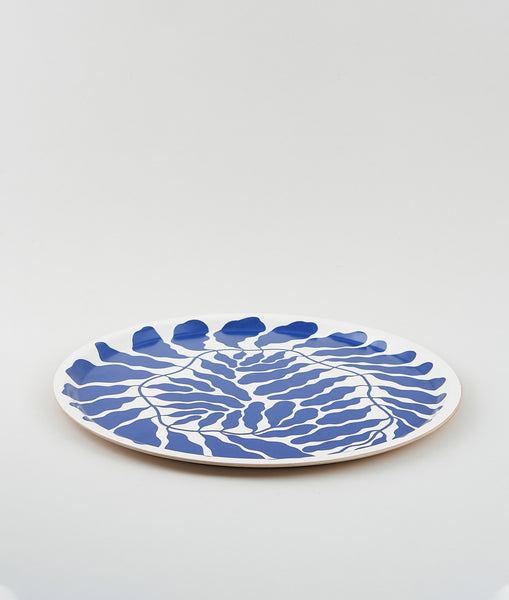 Blue Leaves round tray