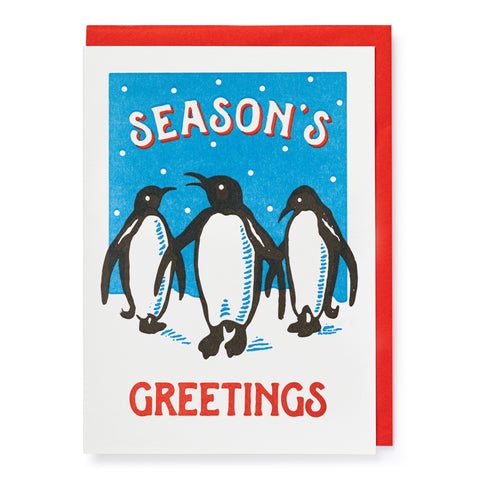 Season's Greetings Penguins Christmas card