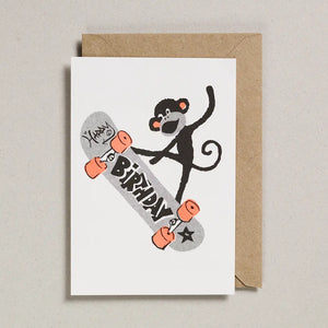 Skateboarding monkey card