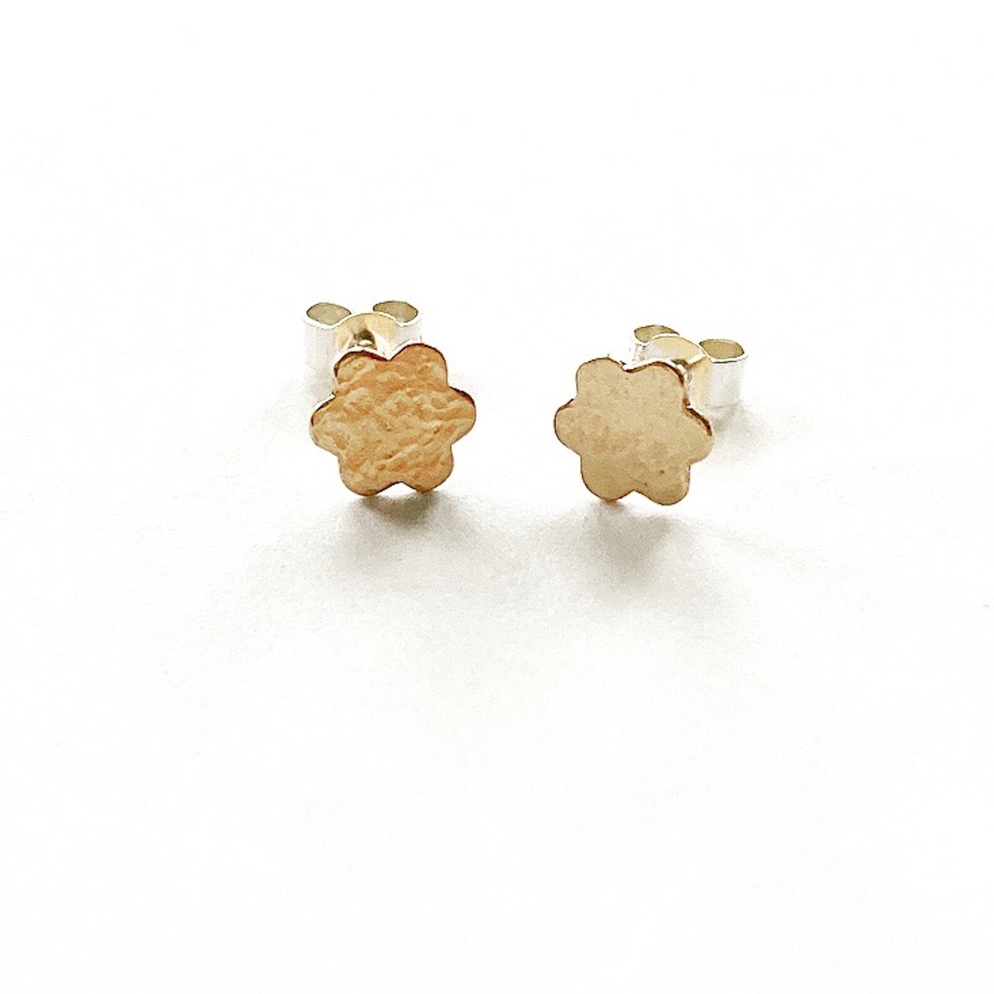 Gold filled silver flower stud earrings