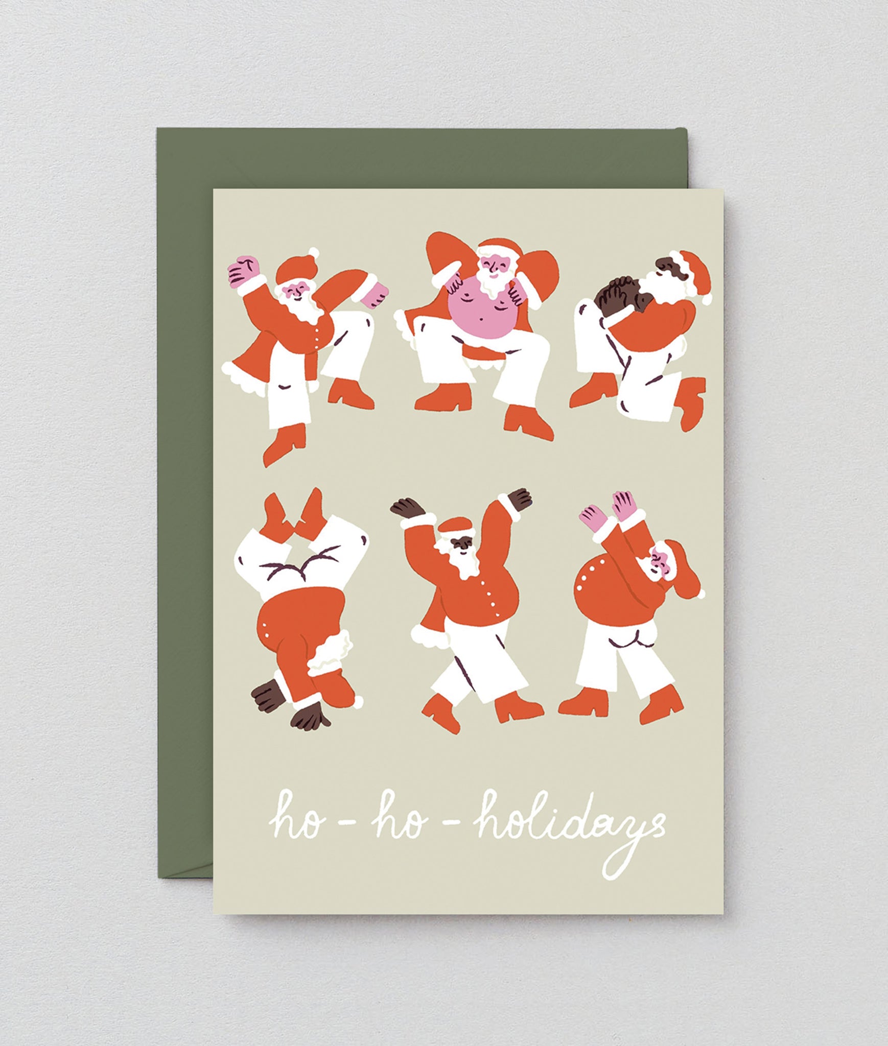 Dancing Santas Christmas card
