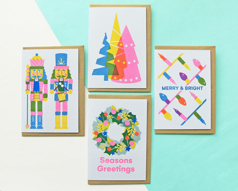 Risograph Christmas card 4 pack