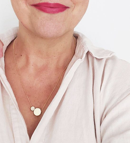 Big Brass Circle and Small Brass Circle necklace