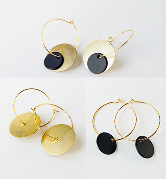 Gold + Black 3 in 1 hoop earrings